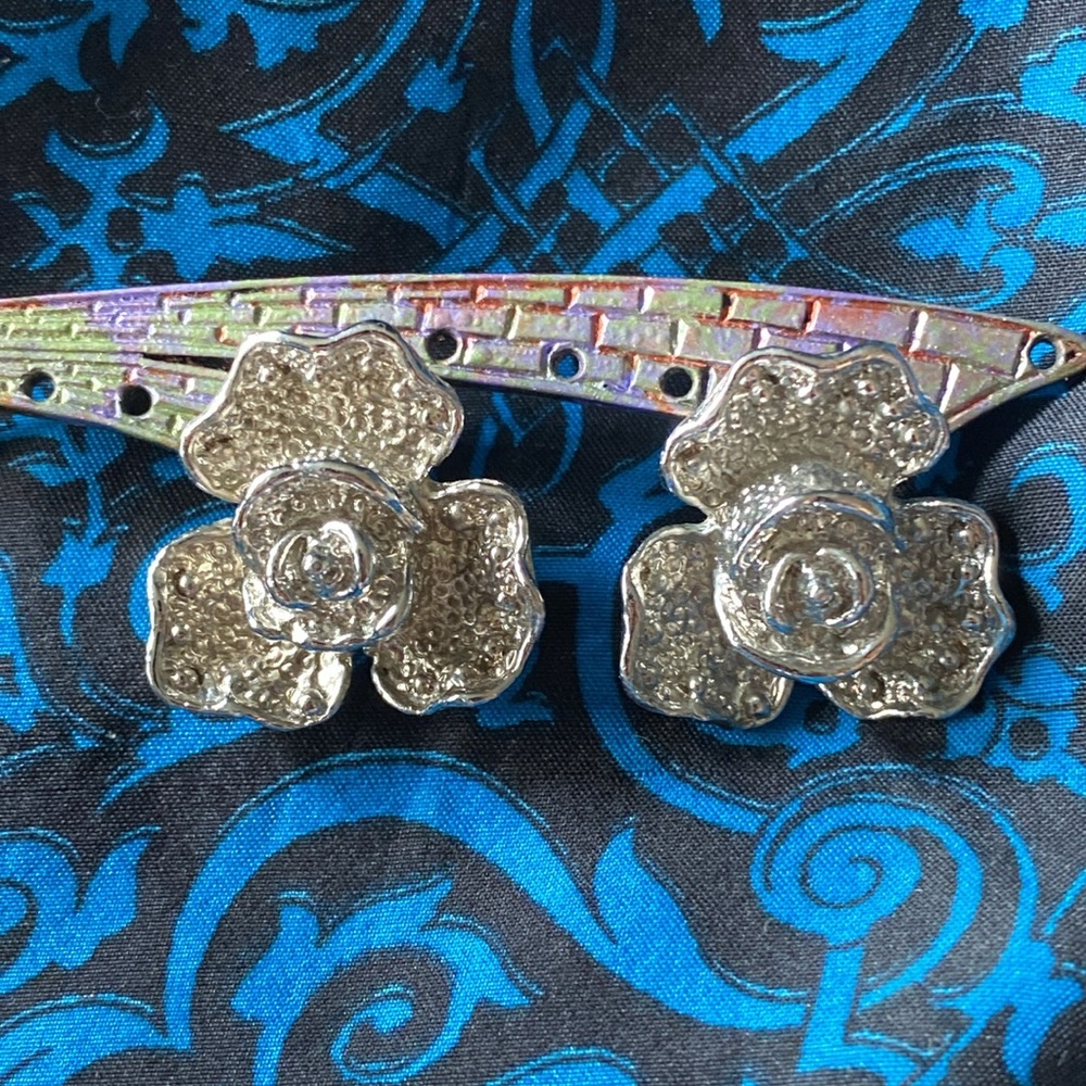 Vtg Silver Rose Earrings